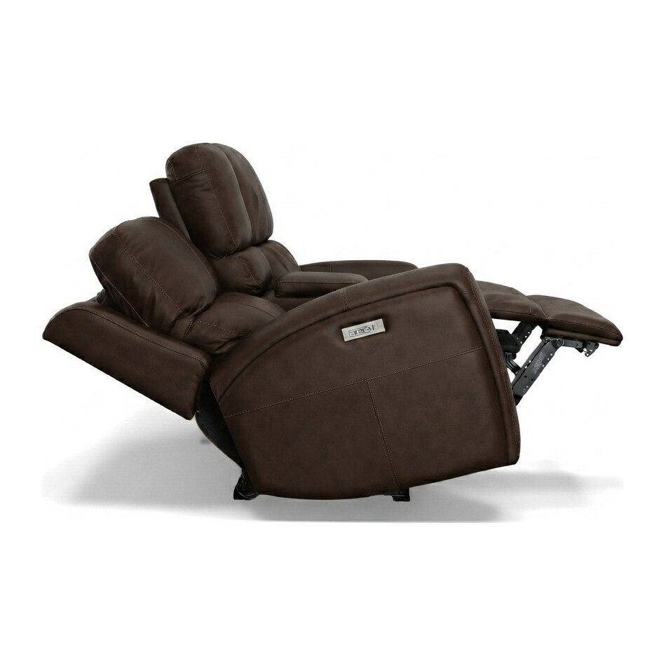 lorain ii dark walnut power leather reclining loveseat   