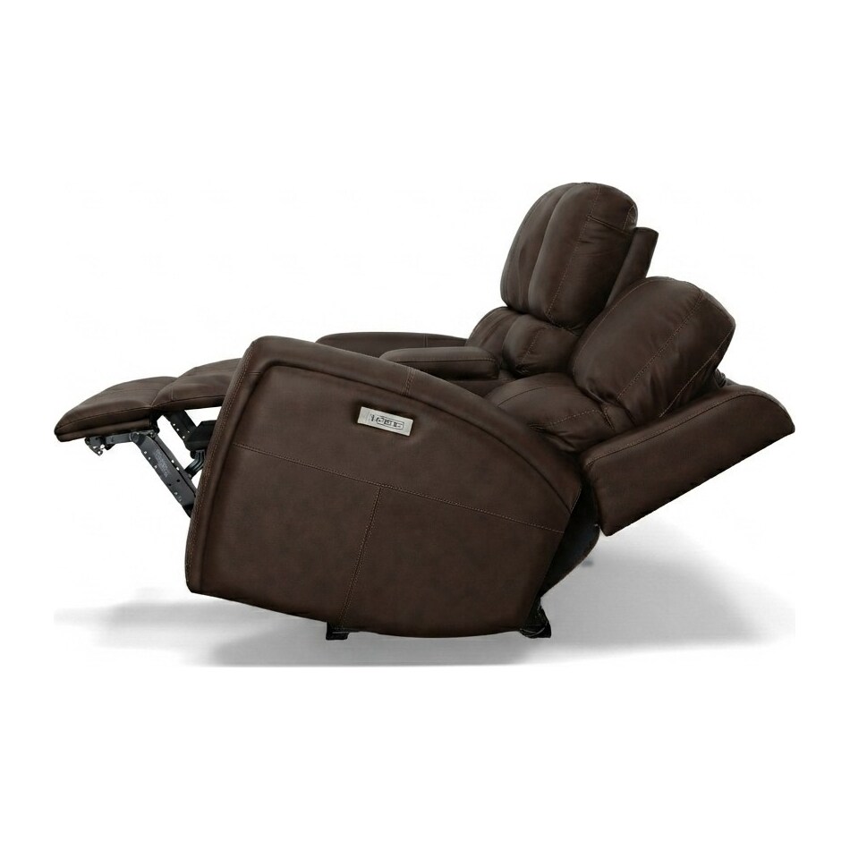 lorain ii dark walnut power leather reclining loveseat   