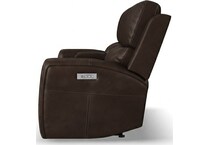 lorain ii dark walnut power leather reclining loveseat   
