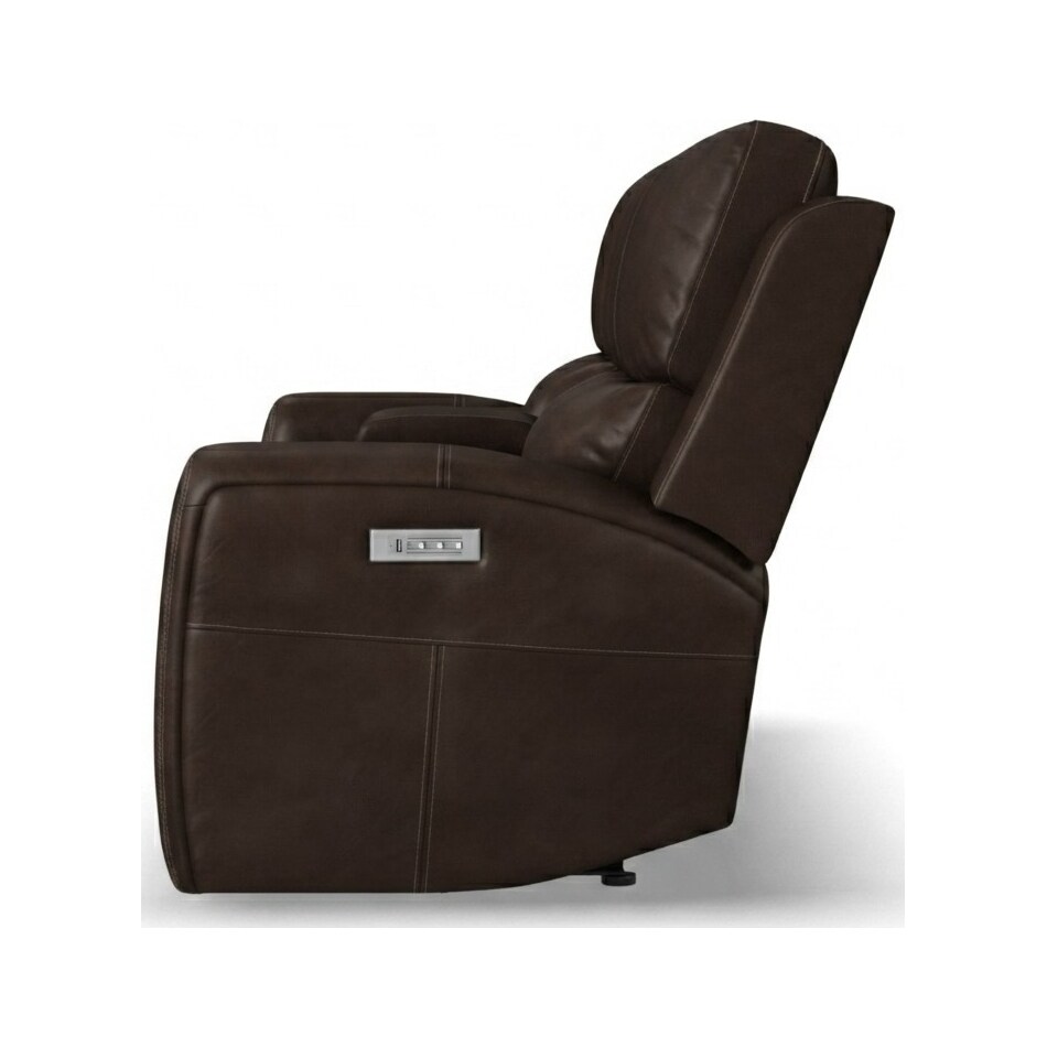 lorain ii dark walnut power leather reclining loveseat   