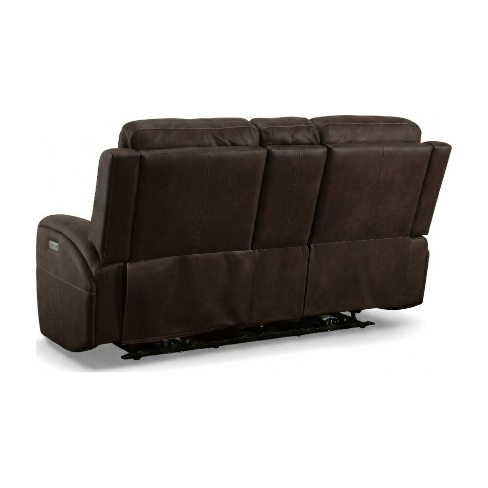 lorain ii dark walnut power leather reclining loveseat   