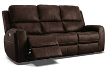 lorain ii dark walnut power leather reclining loveseat   