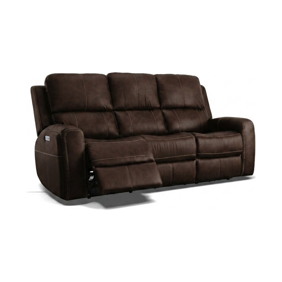 lorain ii dark walnut power leather reclining loveseat   
