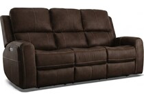 lorain ii dark walnut power leather reclining loveseat   