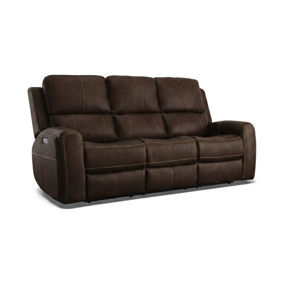 lorain ii dark walnut power leather reclining loveseat   