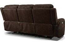 lorain ii dark walnut power leather reclining loveseat   