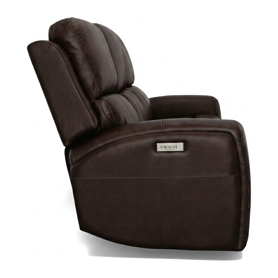 lorain ii dark walnut power leather reclining loveseat   
