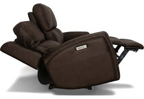 lorain ii dark walnut power leather reclining loveseat   