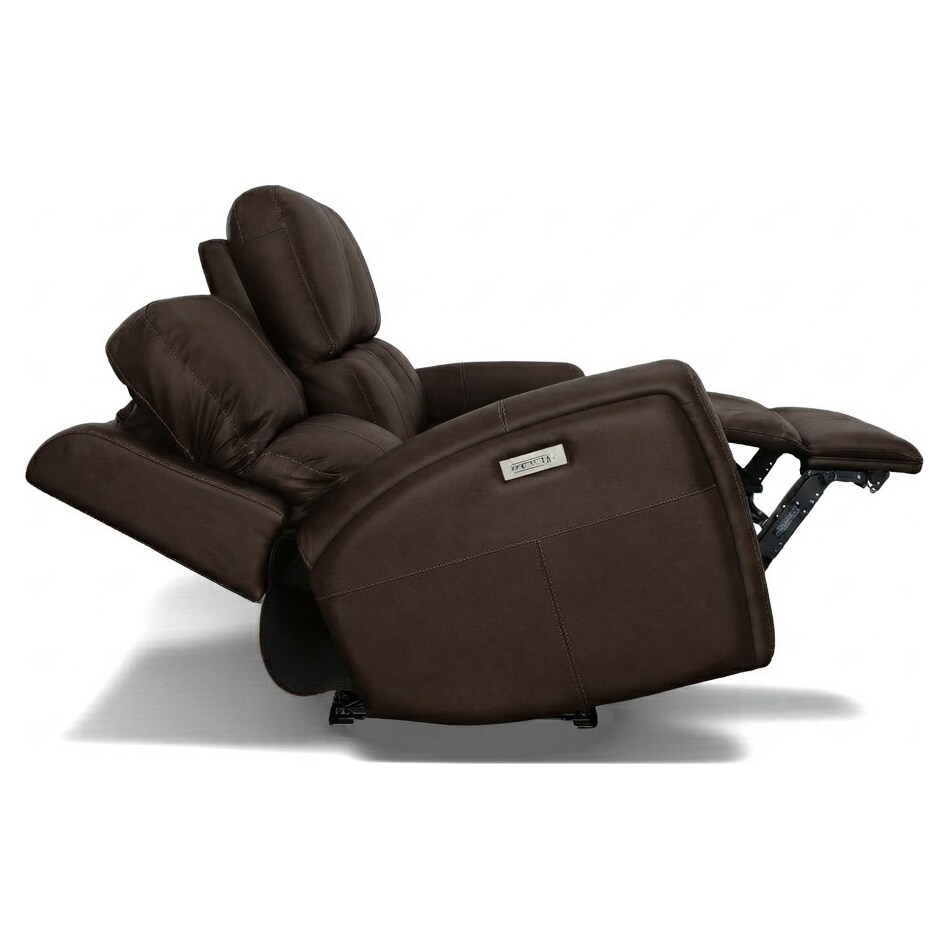 lorain ii dark walnut power leather reclining loveseat   