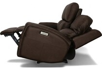 lorain ii dark walnut power leather reclining loveseat   