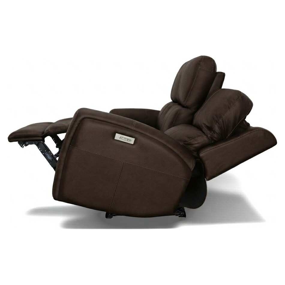 lorain ii dark walnut power leather reclining loveseat   