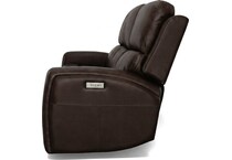 lorain ii dark walnut power leather reclining loveseat   