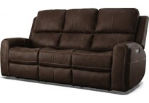 lorain ii dark walnut power leather reclining loveseat   