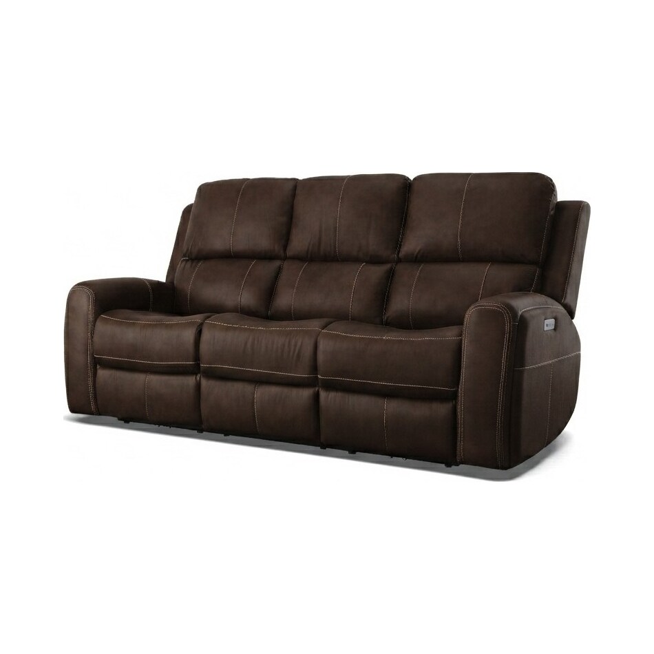 lorain ii dark walnut power leather reclining loveseat   