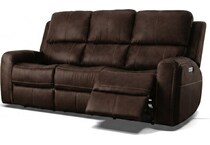 lorain ii dark walnut power leather reclining loveseat   