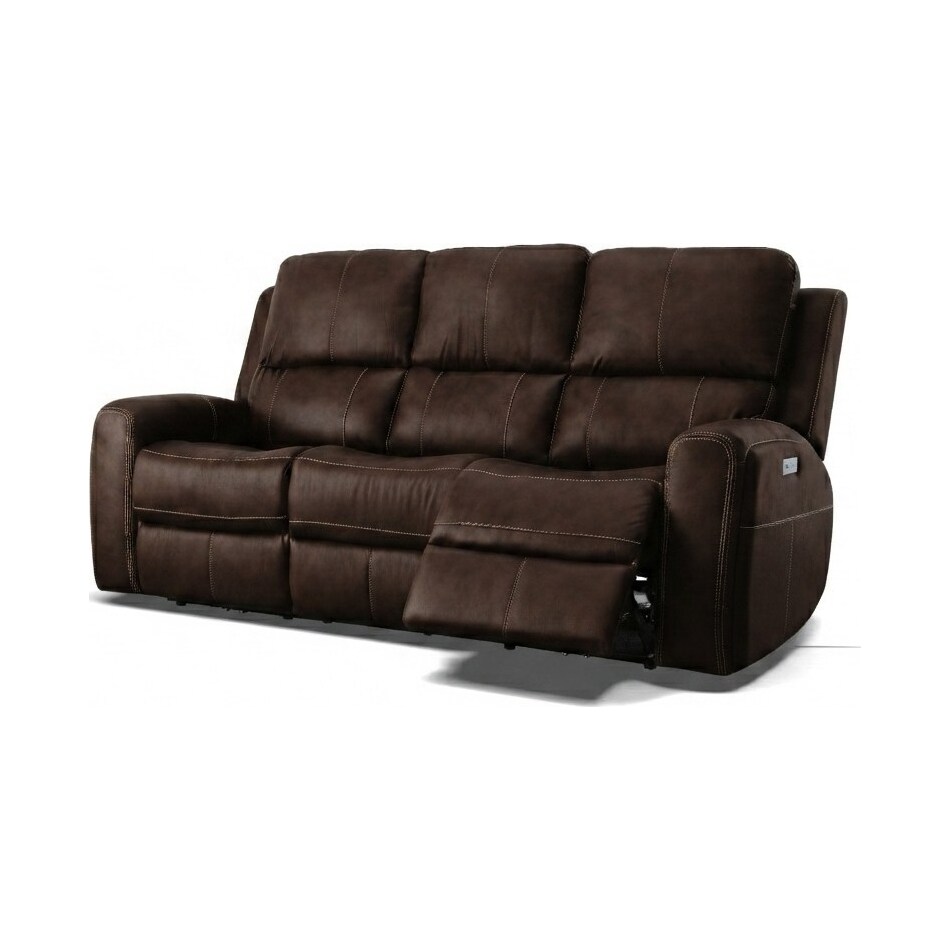 lorain ii dark walnut power leather reclining loveseat   