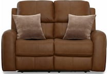 lorain brown power leather reclining loveseat   