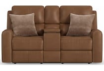 lorain brown power leather reclining loveseat   