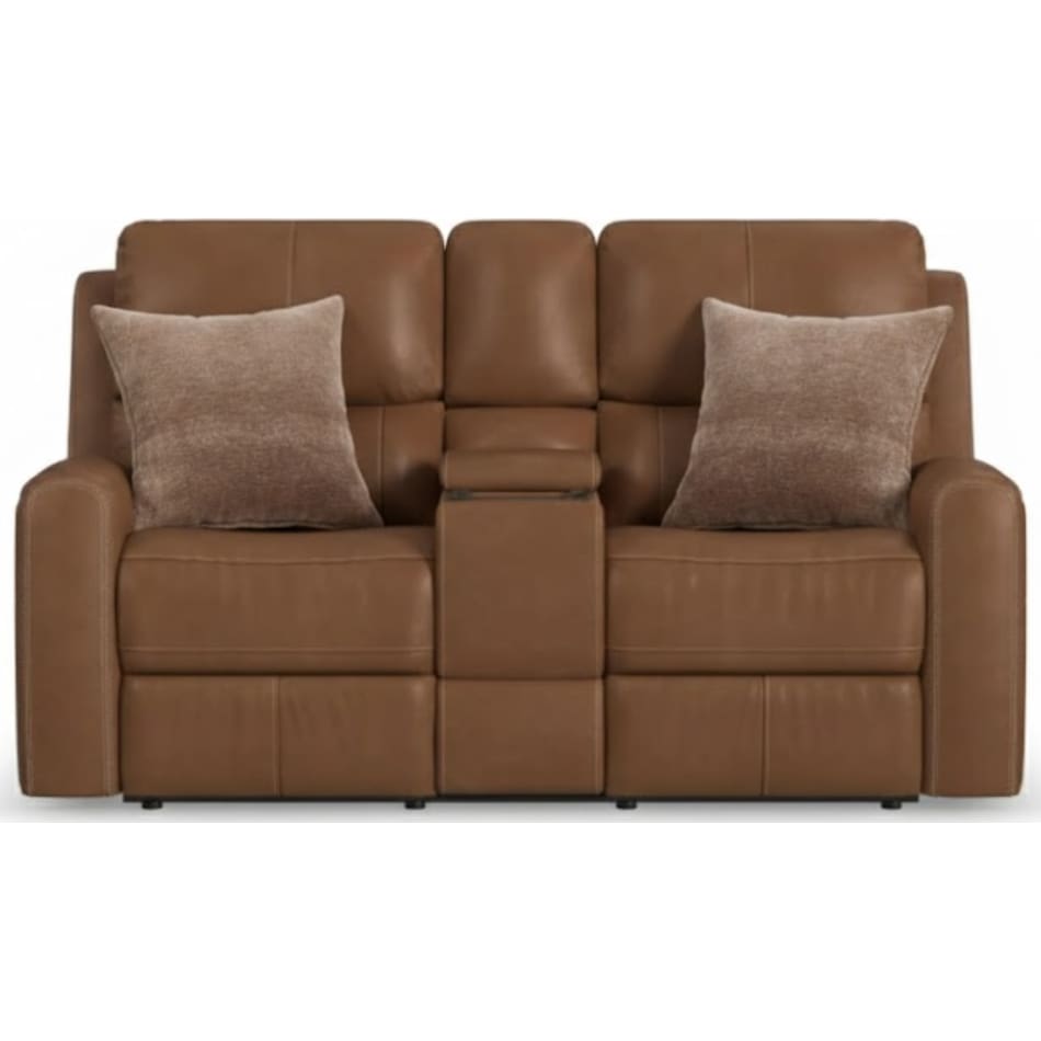 lorain brown power leather reclining loveseat   