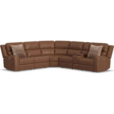 LORAIN 6-PC LEATHER POWER RECLINING SECTIONAL BY FLEXSTEEL