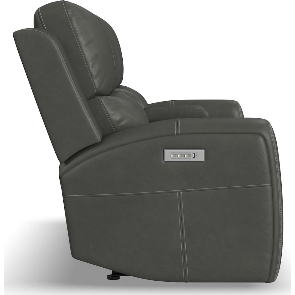 lorain gray power leather reclining loveseat   