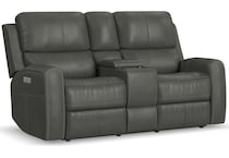 lorain gray power leather reclining loveseat   