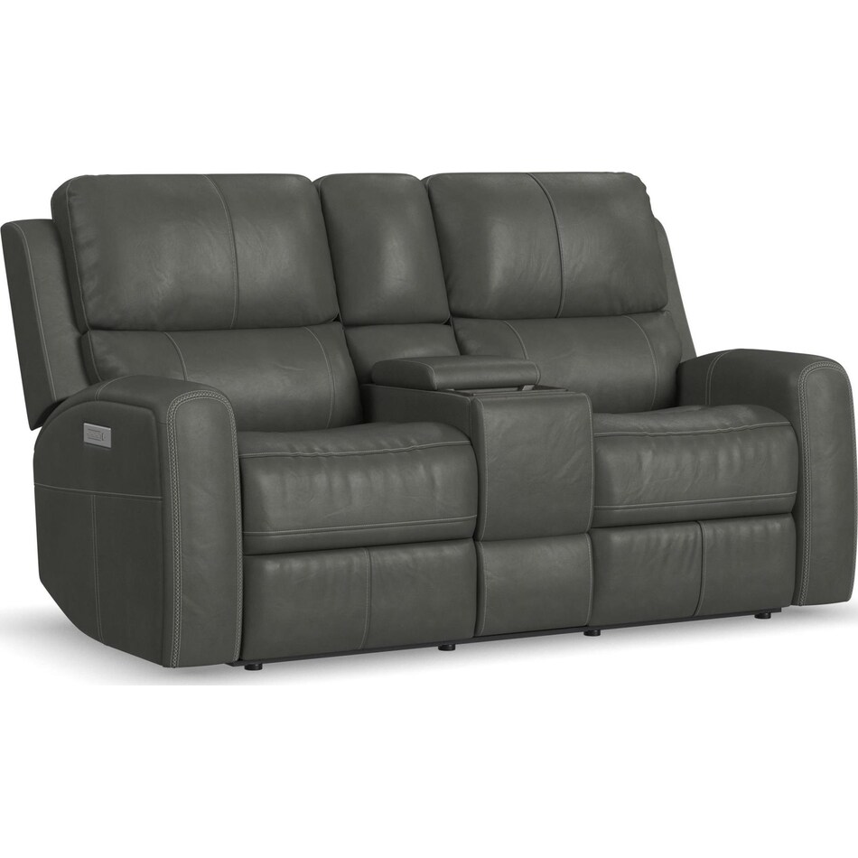 lorain gray power leather reclining loveseat   
