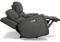 lorain gray power leather reclining loveseat   