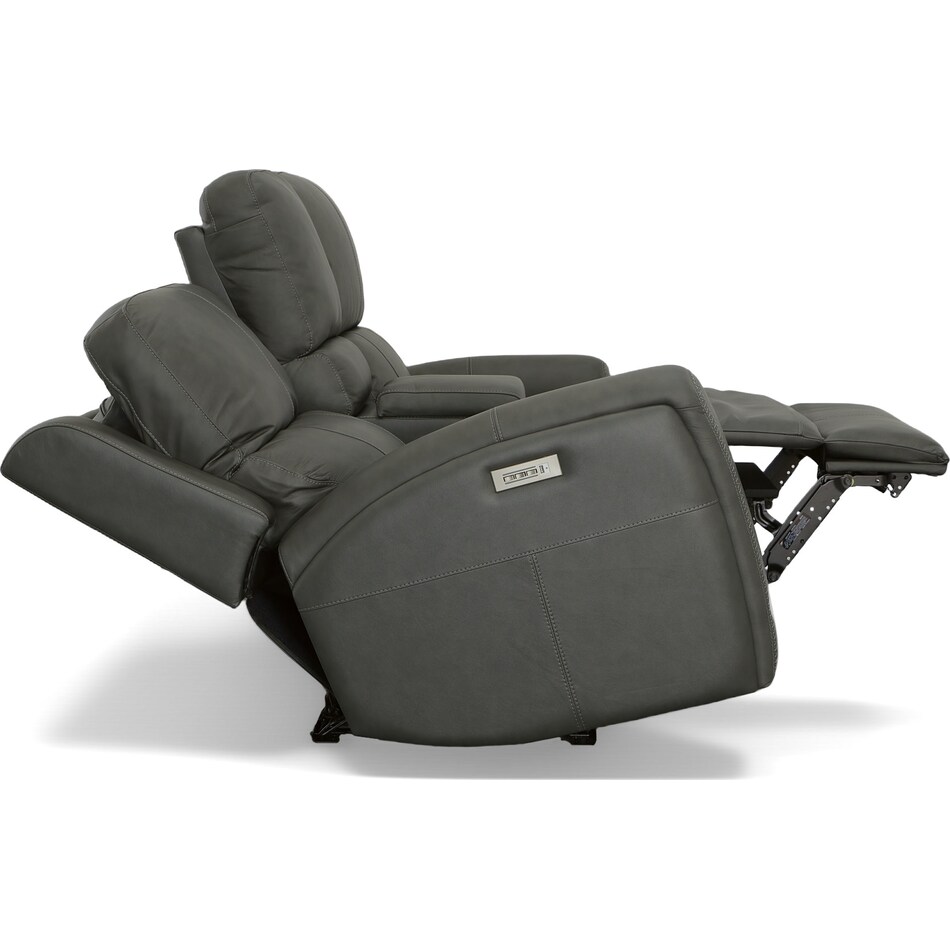 lorain gray power leather reclining loveseat   