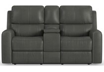 lorain gray power leather reclining loveseat   
