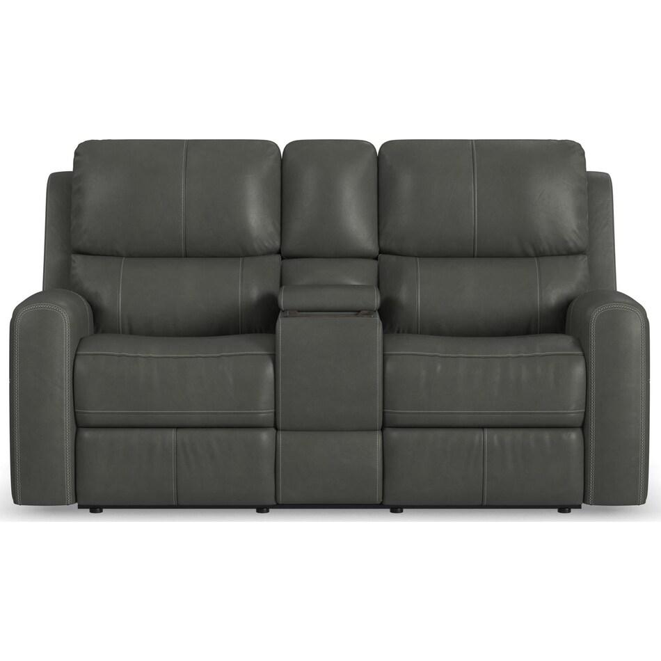 lorain gray power leather reclining loveseat   