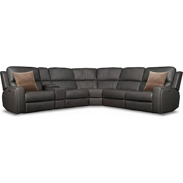 LORAIN 6-PC LEATHER POWER RECLINING SECTIONAL BY FLEXSTEEL