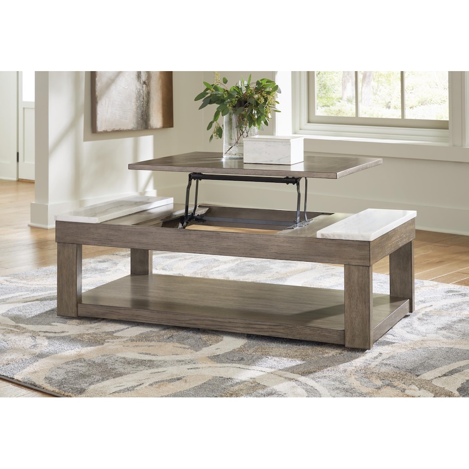 loyaska grayish brown white cocktail table lift top   