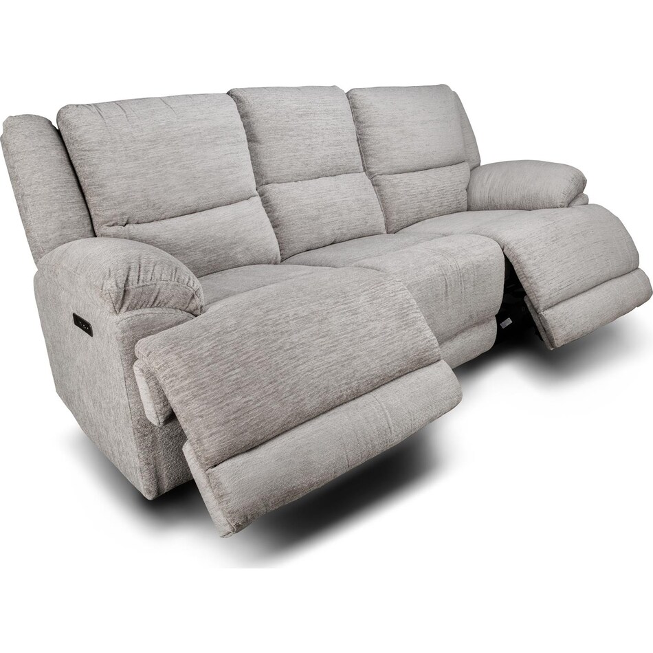 lucy grey power reclining sofa   