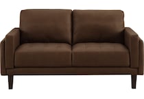 lusso brown leather loveseat   