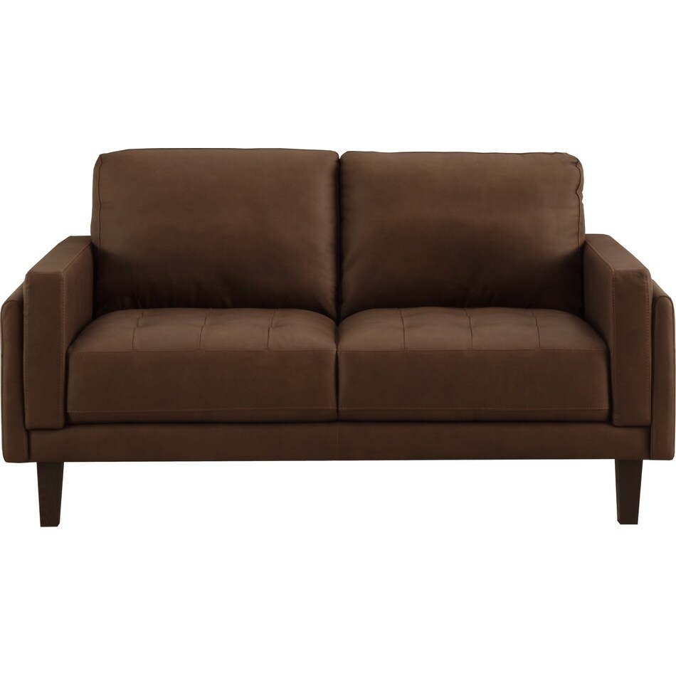 lusso brown leather loveseat   