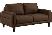 lusso brown leather loveseat   