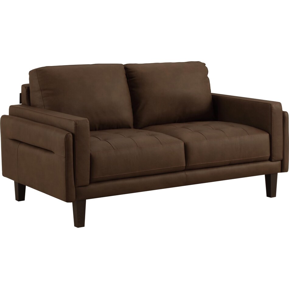 lusso brown leather loveseat   
