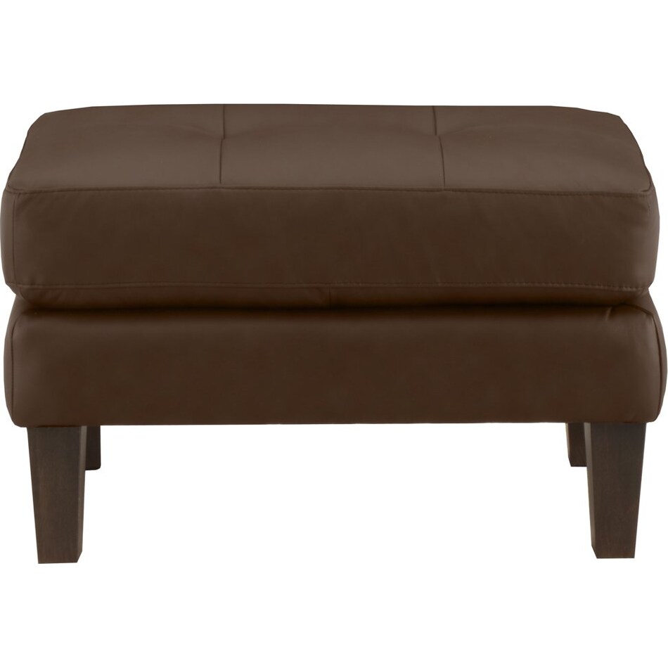 lusso brown leather ottoman   