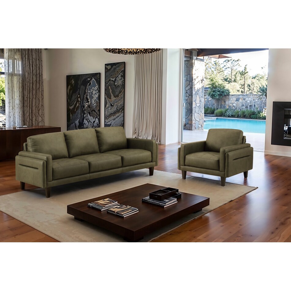 lusso green leather chair   