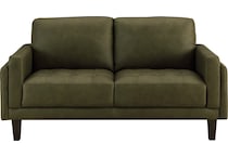 lusso green leather loveseat   