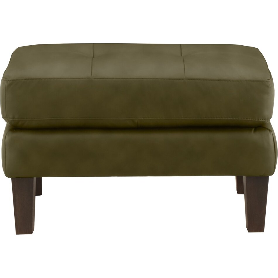 lusso green leather ottoman   