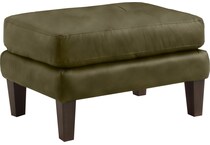 lusso green leather ottoman   