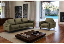 lusso green leather ottoman   