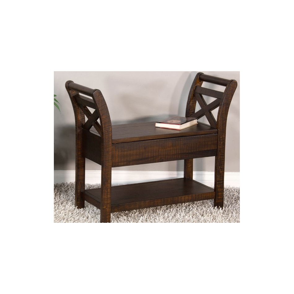 lyra tobacco leaf dark brown accent bench   