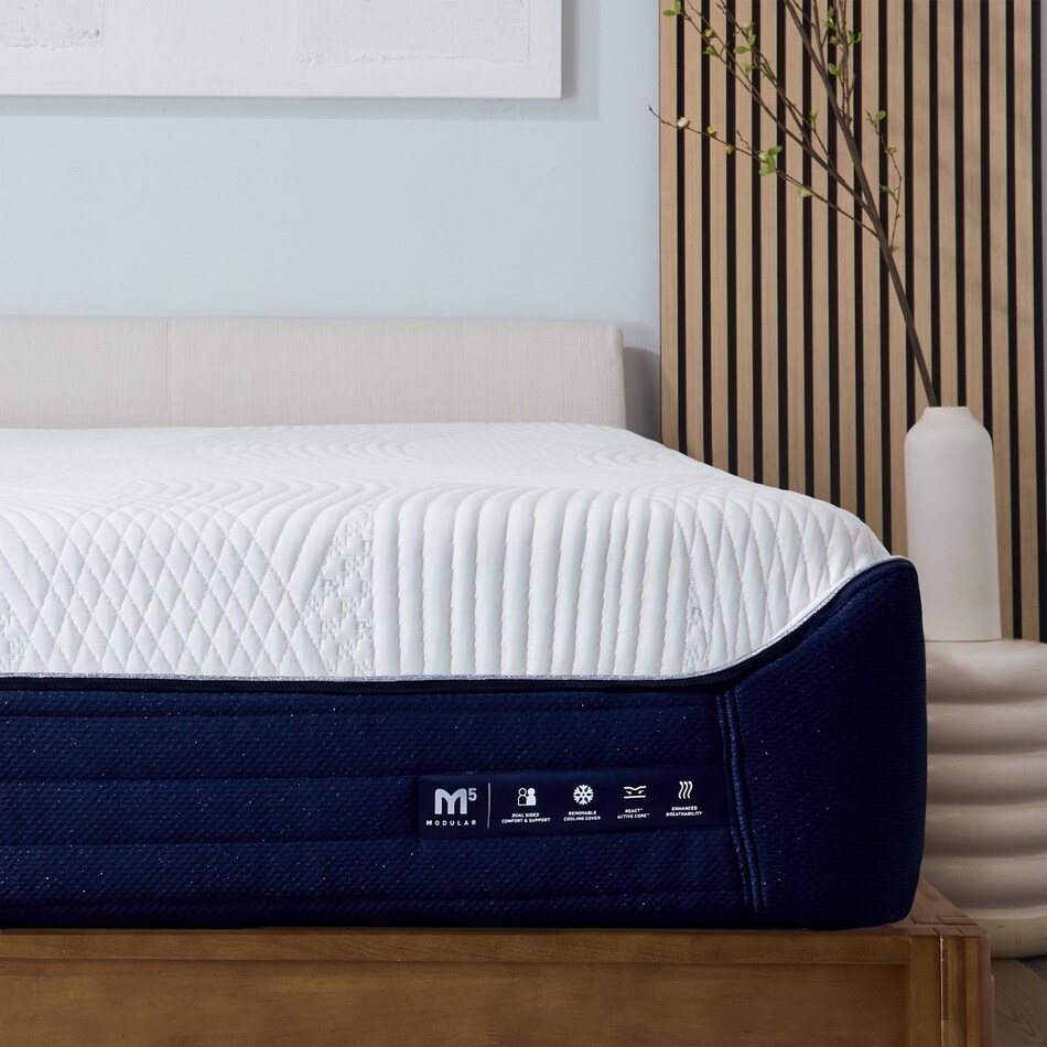 m night ice split head queen chassis blue white mattress queen   