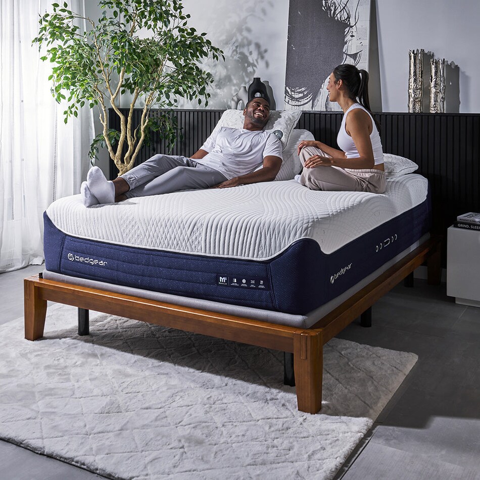 m night ice split head queen chassis blue white mattress queen   