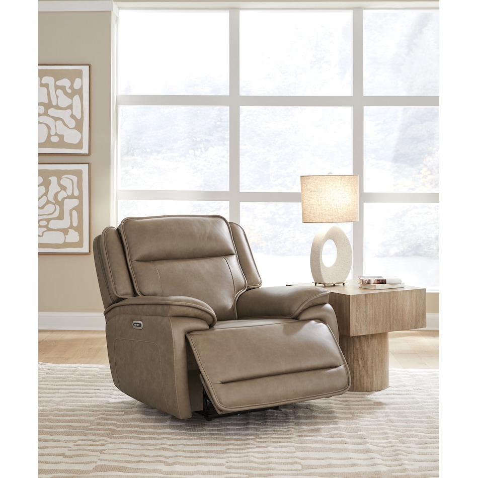malcesine brown power leather recliner   