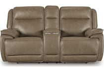 malcesine brown power leather reclining console loveseat   