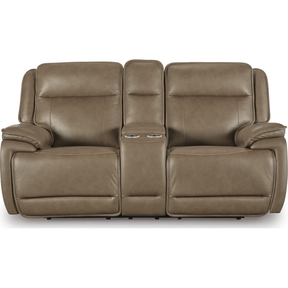 malcesine brown power leather reclining console loveseat   